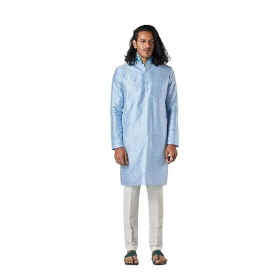 Poly Silk Regular fit Adrian White Caspian Kurta for Men (White)